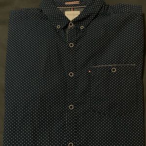 BLUE POLKADOT SHIRT SLEEVE BUTTON DOWN SHIRT